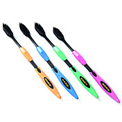 brosse à dents de charbon de bambou avec poignée en silicone (4 pièces)