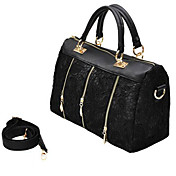 Trendy Woman's Lace Tote Bag With Three Zippers
