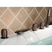 Oil-rubbed Bronze Waterfall Tub Faucet with Hand Shower
