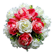 satin rouge et rose blanche bouquet de la mariée