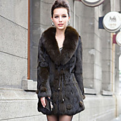 Shawl Collar Long Sleeve Rabbit Fur Party/Office Coat (More Colors)