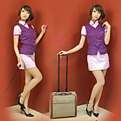 estilo chino de poliéster color púrpura uniforme azafata (2 piezas)