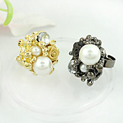 Rose Bouquet Ring With Imitation Pearl