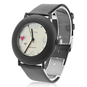 Women's Leather Analog Quartz Wrist Watch (Black)