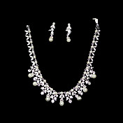 Pearl Beautiful Ladies Necklace and Earrings Jewelry Set (50 cm)
