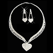 Gorgeous Rhinestone Two Piece Heart Design Ladies' Jewelry Set (45 cm)