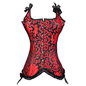 cetim frente corset fechamento busk com babados