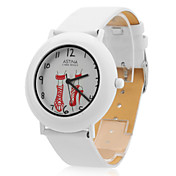 Unisex PU Analog Quartz Wrist Watch (White)