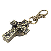 het kruis van unisex legering analoge quartz horloge sleutelhanger (brons)