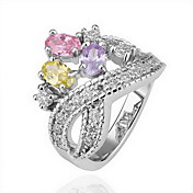superbe cristal en or 18 carats à trois anneaux de mode couleur de la pierre