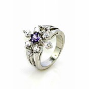 luksuriøse cubic zirconia platineret uregelmæssige form mode ring