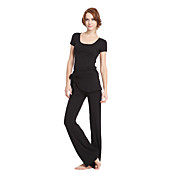 Shortsleeve Round Collar Dancewear Viscose/Spandex Yoga Outfits For Ladies