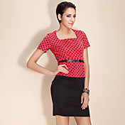ts col carré robe à pois moulante avec ceinture