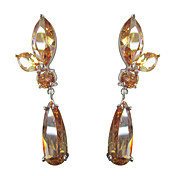 platino fabuloso amarillo plateado con aretes ovalados forma cúbica de zirconia