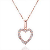18K Gorgeous Fashion Rhinestone Alloy Full Stone Heart Necklace (More Colors)