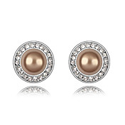 Austrian Crystal With Real Platinum Plated Anti-Allergy Ladies Cute Princess Earrings (More Colors)