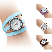 PU Leather stil Analog Quartz Armbåndsur med lang rem til damer (blandede farver)