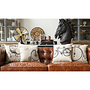 conjunto de 4 bicicletas série retro algodão / linho fronha decorativo