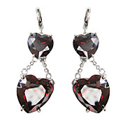 Elegant Red Platinum Plated With Heart Cut Shape Cubic Zirconia Earrings