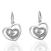 18K Fashion Rhinestone Alloy Heart Shape Earrings