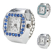 quadrangolare femminile di progettazione in lega analogico al quarzo orologio anello (colori assortiti)
