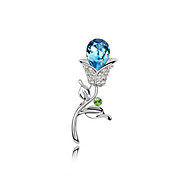Gorgeous Roman Platinum Plated And Crystal Flower Brooch (More Colors)