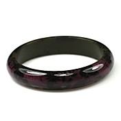 Ladies' Resin Round Bangles Classic Bracelet With Black Floral Print