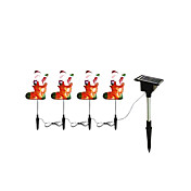 Stainless Steel Solar Led Garden Lights with 4 Lights Santa Feature