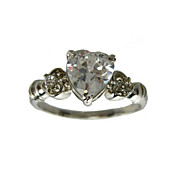 Zirkonia Herz platiniert Schnitt Form Mode-Ring