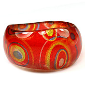 Ladies' Resin Round Bangles Classic Bracelet In Red Round Veins
