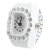 donna bianca alfabeto inglese d orologio in lega a forma di anello analogico al quarzo (bianco)