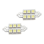 36mm 6*5050 SMD White LED CANBUS Car Signal Lights (2-Pack, DC 12V)
