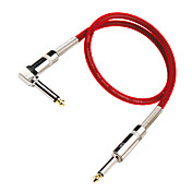 DT Red Nylon Guitar Cable with Right-angle Mental Plug
