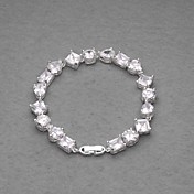 Amazing Silver Plated White Crystal Women's Bracelet