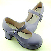 Light Purple PU Leather 7.5cm High Heel Classic Lolita Sandals(Simple Style)