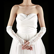 raso / pizzo lunghezza gomito senza dita con perle / guanti da sposa ricamo (altri colori)
