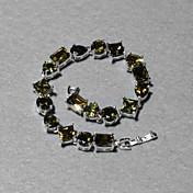 Amazing Silver Plated Big Green Crystal Women's Bracelet