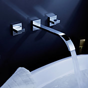 Solid Brass Wall Mount Bathroom Sink Faucet (Widespread)