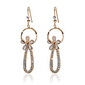 18K Gold Plated Beautiful Clear Rhinestone Fashion Earrings With Flower