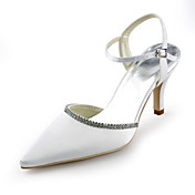 Satin Stiletto Heel Pointy Toe Sandals With Rhinestone Wedding Shoes (More Colors)