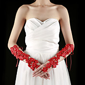 Lace Fingerless Elbow Length With Appliques / Rhinestone Bridal Gloves (More Colors)