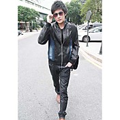 homem moda jaqueta de couro denim