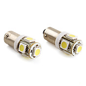 BA9s 5x5050 SMD 1.5W 100lm lámpara LED de luz blanca para la lámpara de coche (2-pack, dc 12v)