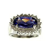 grande luxueux platine zircone cubique de mode bague plaquée
