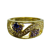 18K Gold Plated & Two Flowers Classic Cubic Zirconia Fashion Ring(More Colors)