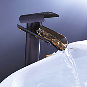 bronze huilé robinet d'évier cascade salle de bain avec un verre bec et déchets pop-up