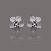gorgeoussilver plade Rhinestone blomster øreringe
