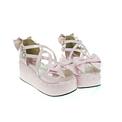 Pink PU Leather 7cm High Heel Sweet Lolita Sandal