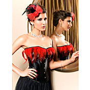 simili-cuir avec une plume busc devant shapewear bustier corset de fermeture
