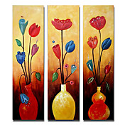 peints à la main peinture à l'huile florale avec cadre étiré - set de 3